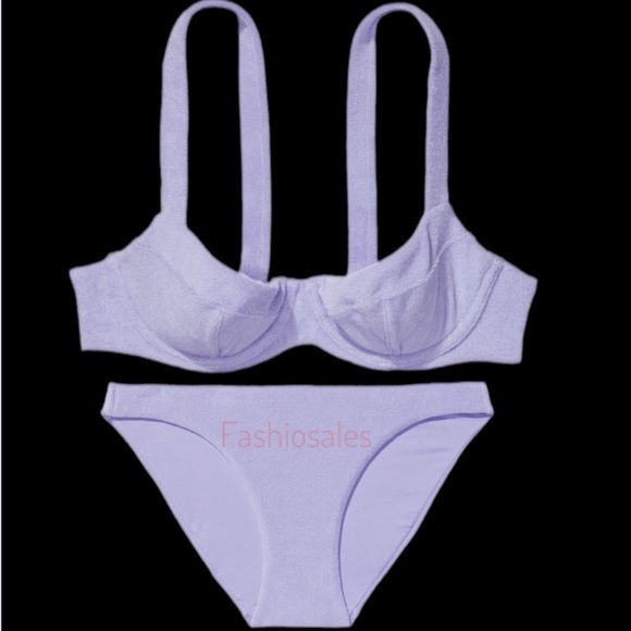 Victoria's Secret Terry Cloth underwire bikini top & bottom lavender purple - Picture 9 of 13